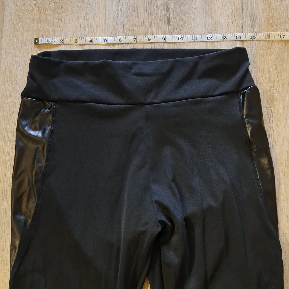 SHEIN Black Leggings Pleather Trim Women's Size XL